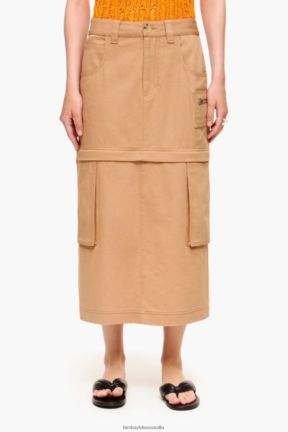 Clothing 4062VZ455 Camel Bimba Y Lola Midi Cargo Skirt