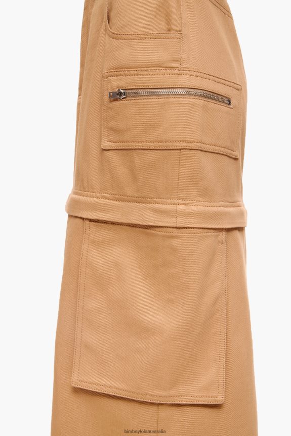 Clothing 4062VZ455 Camel Bimba Y Lola Midi Cargo Skirt