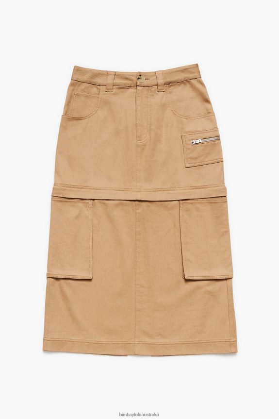 Clothing 4062VZ455 Camel Bimba Y Lola Midi Cargo Skirt