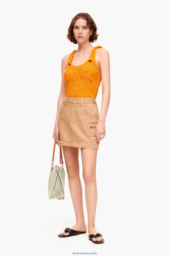 Clothing 4062VZ455 Camel Bimba Y Lola Midi Cargo Skirt