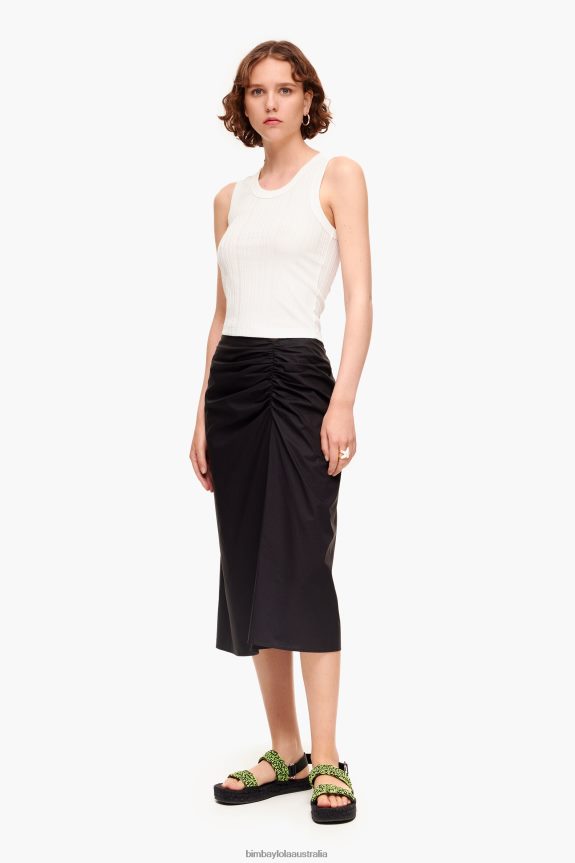 Clothing 4062VZ463 Black Bimba Y Lola Cotton Midi Skirt