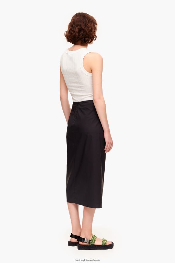 Clothing 4062VZ463 Black Bimba Y Lola Cotton Midi Skirt