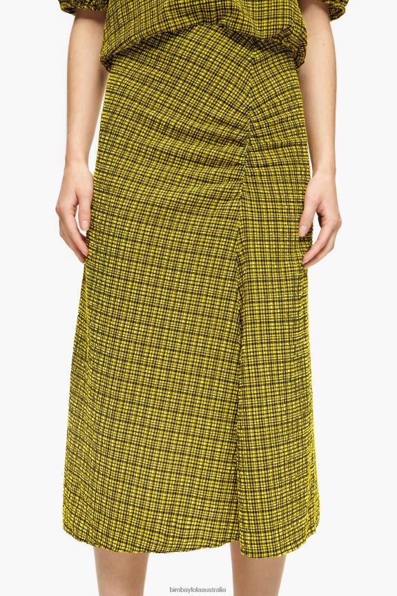 Clothing 4062VZ466 Yellow Bimba Y Lola Midi Skirt Squares