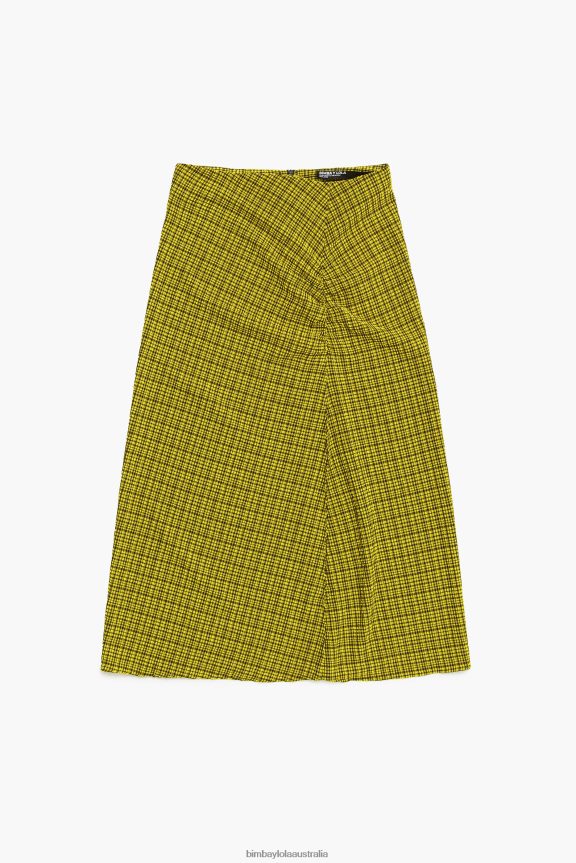 Clothing 4062VZ466 Yellow Bimba Y Lola Midi Skirt Squares