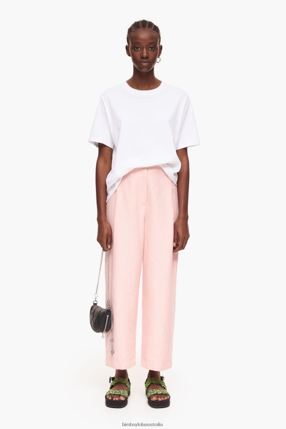 Clothing 4062VZ395 Pink Bimba Y Lola Light Linen Trousers