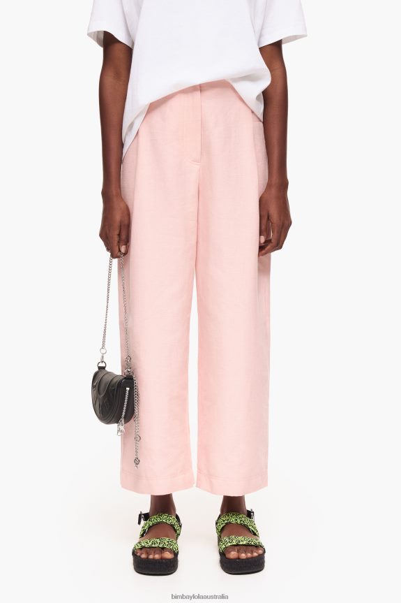 Clothing 4062VZ395 Pink Bimba Y Lola Light Linen Trousers