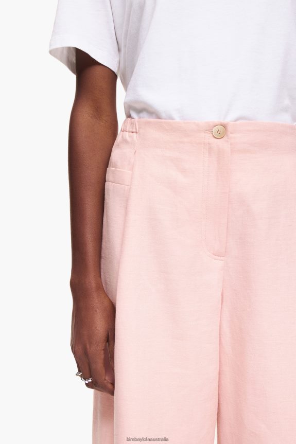 Clothing 4062VZ395 Pink Bimba Y Lola Light Linen Trousers