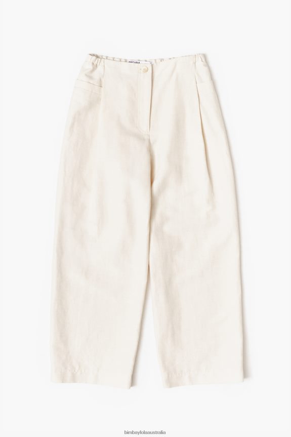 Clothing 4062VZ396 Stone Bimba Y Lola Linen Trousers