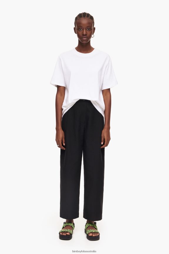 Clothing 4062VZ404 Black Bimba Y Lola Linen Trousers