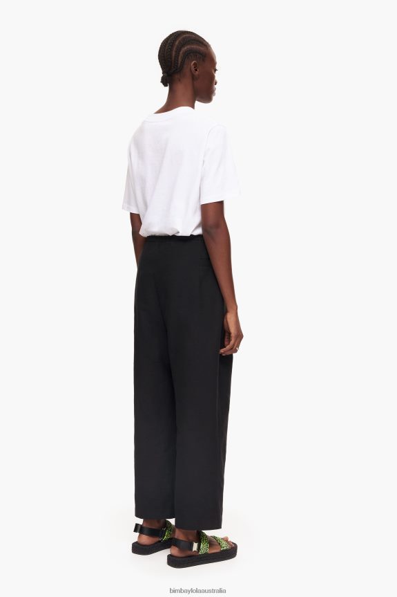 Clothing 4062VZ404 Black Bimba Y Lola Linen Trousers