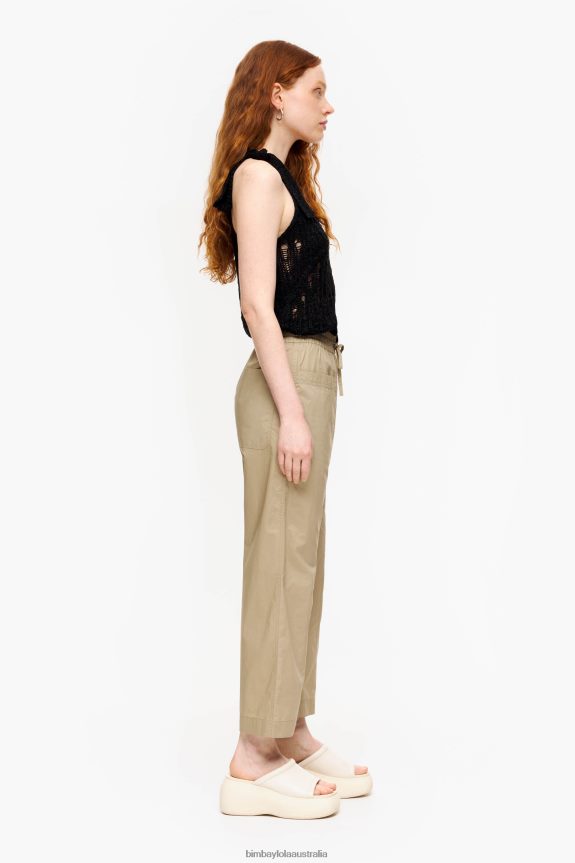 Clothing 4062VZ410 Khaki Bimba Y Lola Poplin Jogger Trousers