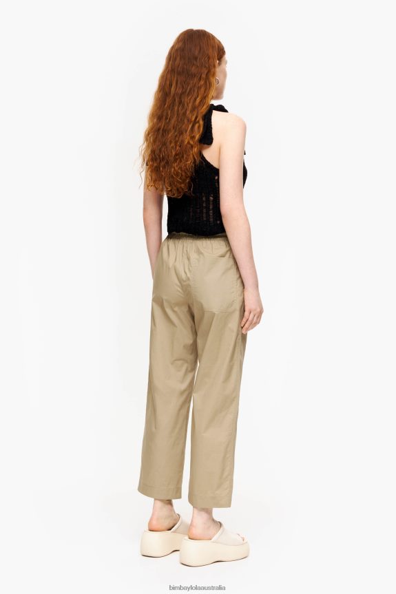 Clothing 4062VZ410 Khaki Bimba Y Lola Poplin Jogger Trousers