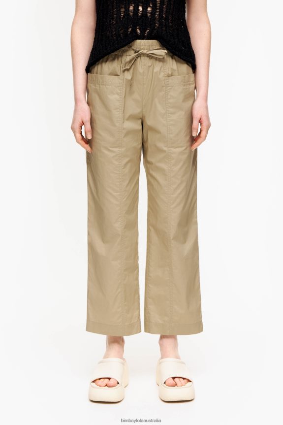 Clothing 4062VZ410 Khaki Bimba Y Lola Poplin Jogger Trousers