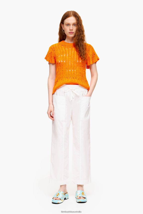 Clothing 4062VZ411 White Bimba Y Lola Poplin Jogger Trousers