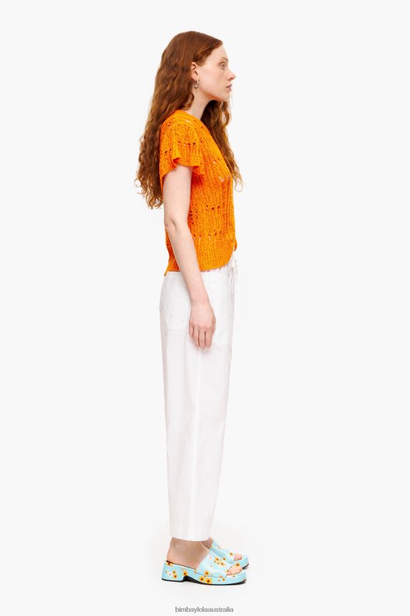 Clothing 4062VZ411 White Bimba Y Lola Poplin Jogger Trousers