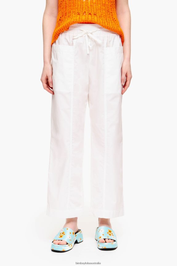 Clothing 4062VZ411 White Bimba Y Lola Poplin Jogger Trousers