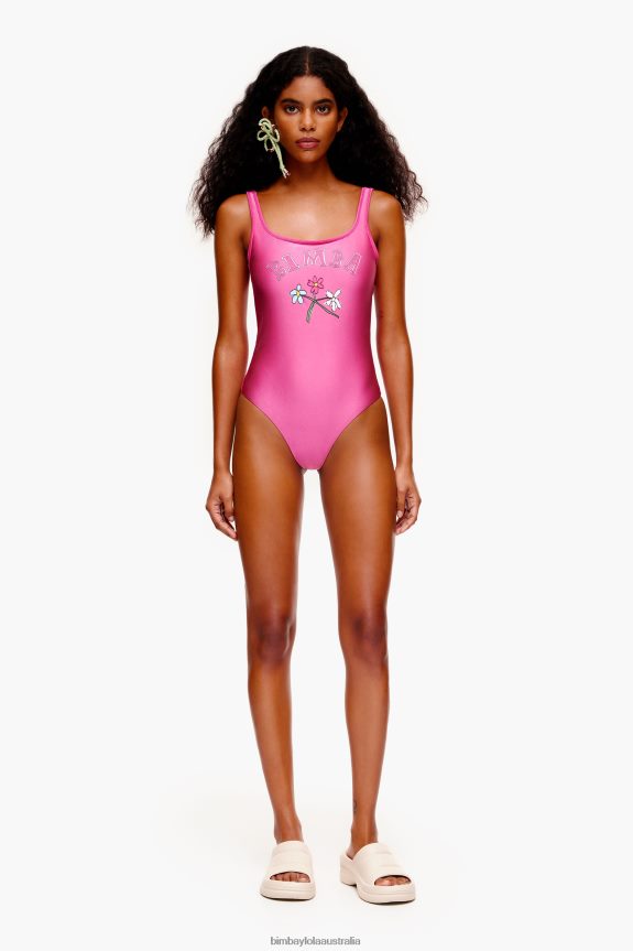 Clothing 4062VZ886 Pink Bimba Y Lola Flowers Logo Swimsuit