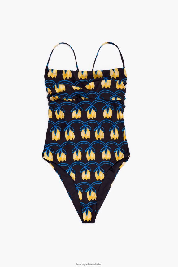 Clothing 4062VZ888 Black Tulip Yellow Bimba Y Lola Print Swimsuit