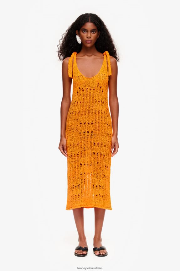 Clothing 4062VZ174 Orange Bimba Y Lola Crochet Slip Dress