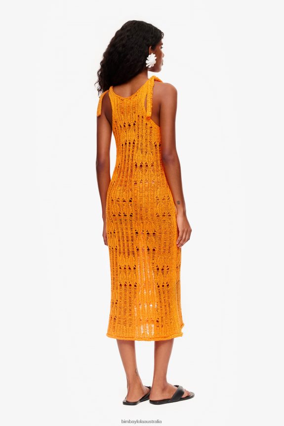 Clothing 4062VZ174 Orange Bimba Y Lola Crochet Slip Dress