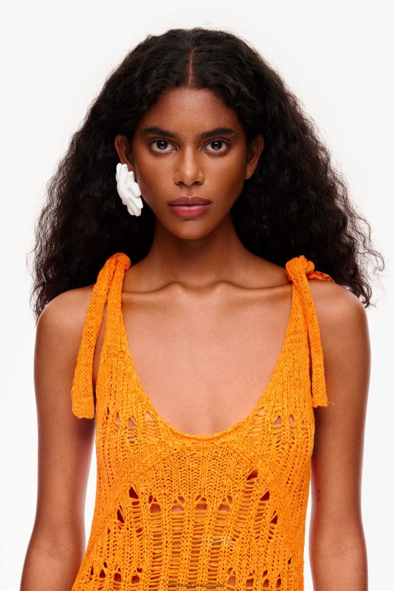 Clothing 4062VZ174 Orange Bimba Y Lola Crochet Slip Dress