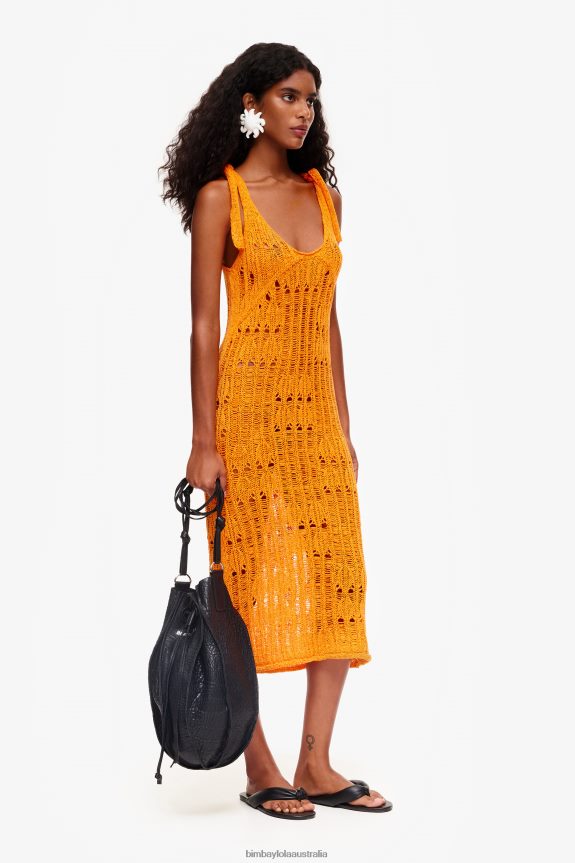 Clothing 4062VZ174 Orange Bimba Y Lola Crochet Slip Dress