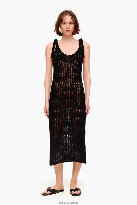 Clothing 4062VZ175 Black Bimba Y Lola Long Crochet Dress