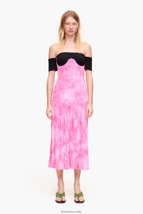 Clothing 4062VZ189 Pink Bimba Y Lola Fluid Midi Dress