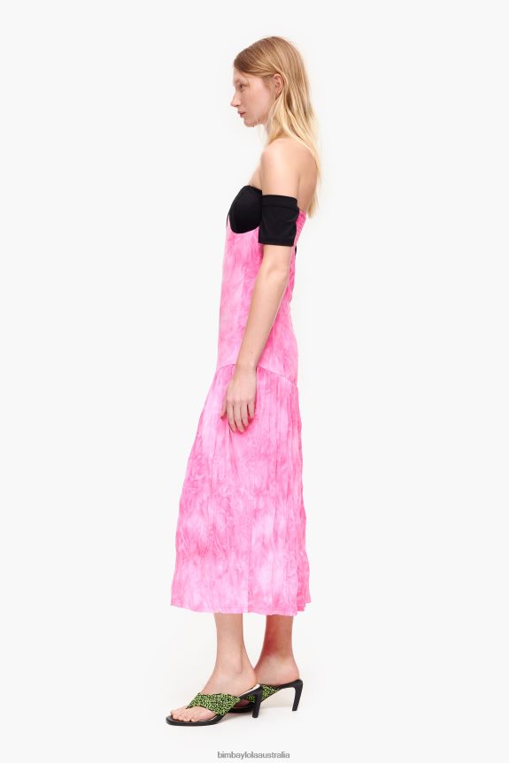 Clothing 4062VZ189 Pink Bimba Y Lola Fluid Midi Dress