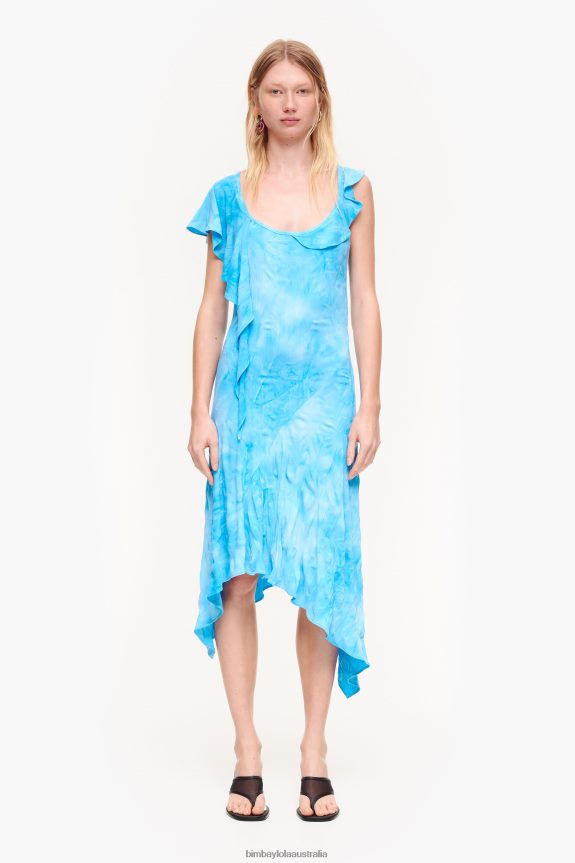 Clothing 4062VZ191 Blue Bimba Y Lola Fluid Midi Dress