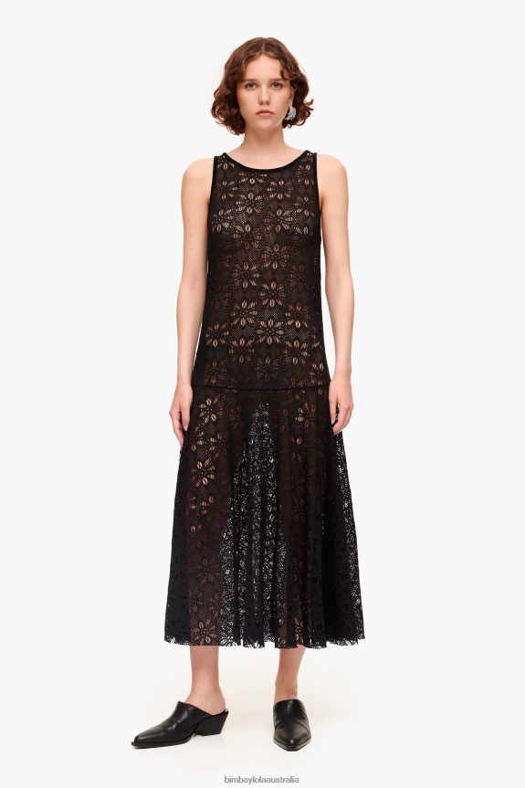 Clothing 4062VZ208 Black Bimba Y Lola Openwork Maxi Dress