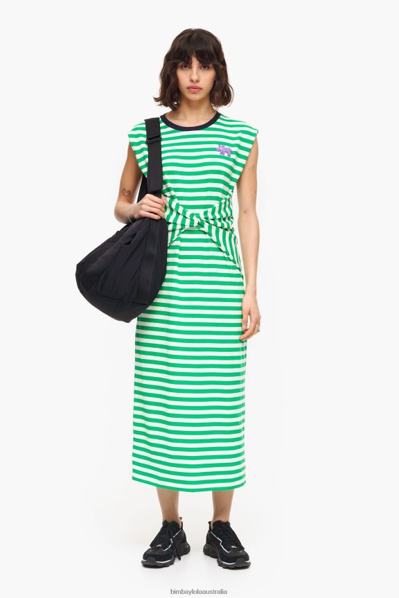 Clothing 4062VZ230 Green Bimba Y Lola Striped Midi Dress