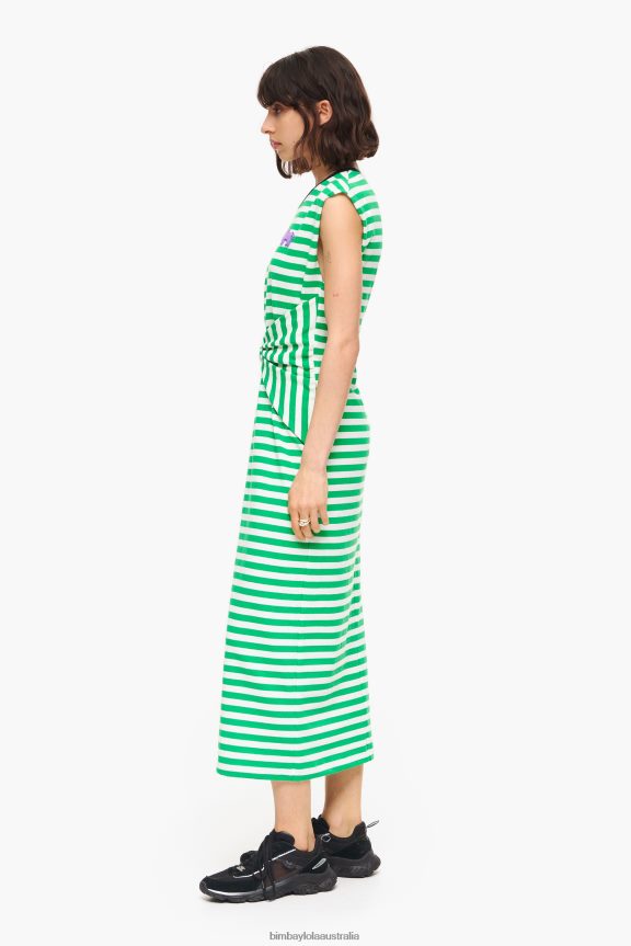 Clothing 4062VZ230 Green Bimba Y Lola Striped Midi Dress