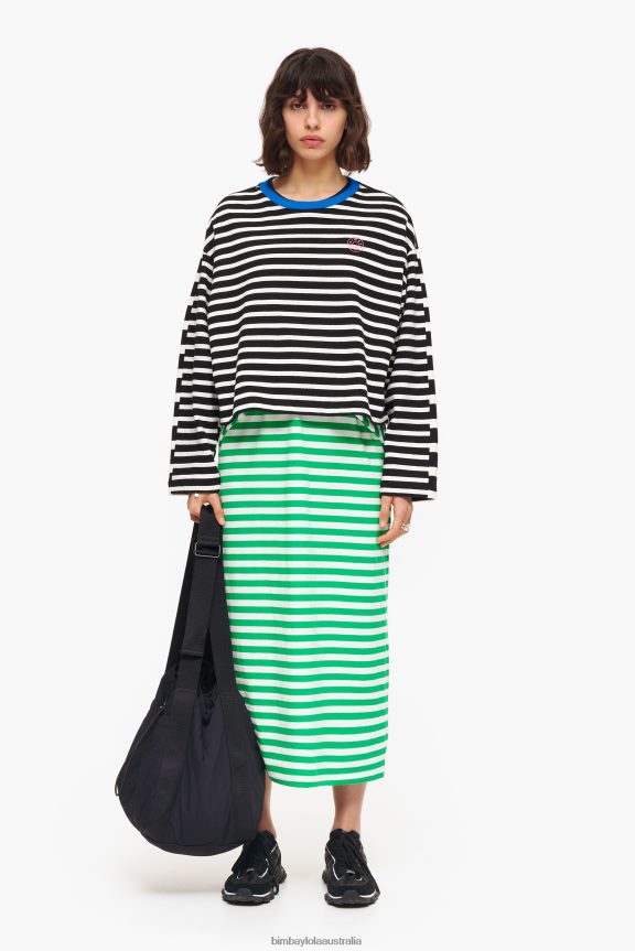 Clothing 4062VZ230 Green Bimba Y Lola Striped Midi Dress