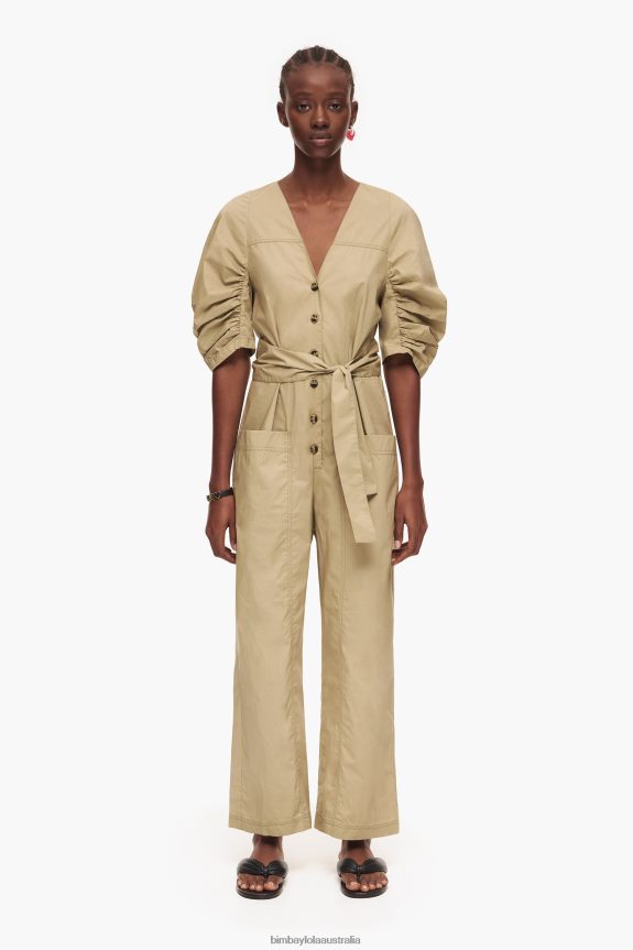 Clothing 4062VZ188 Khaki Bimba Y Lola Poplin Jumpsuit