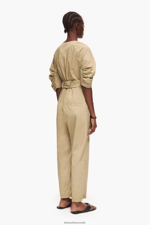 Clothing 4062VZ188 Khaki Bimba Y Lola Poplin Jumpsuit