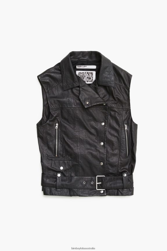 Clothing 4062VZ477 Black Bimba Y Lola Leather Biker Vest