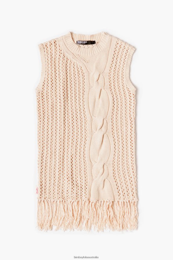 Clothing 4062VZ351 Ecru Bimba Y Lola Knit Vest