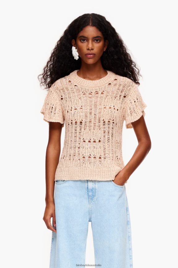 Clothing 4062VZ355 Sand Bimba Y Lola Openwork Sweater