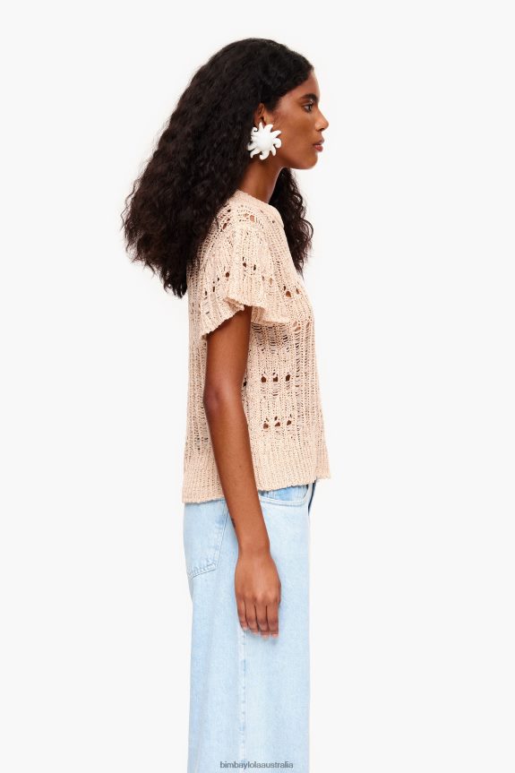 Clothing 4062VZ355 Sand Bimba Y Lola Openwork Sweater