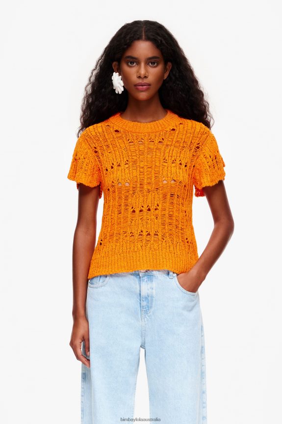 Clothing 4062VZ356 Orange Bimba Y Lola Openwork Sweater