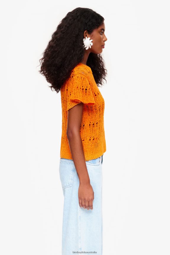 Clothing 4062VZ356 Orange Bimba Y Lola Openwork Sweater