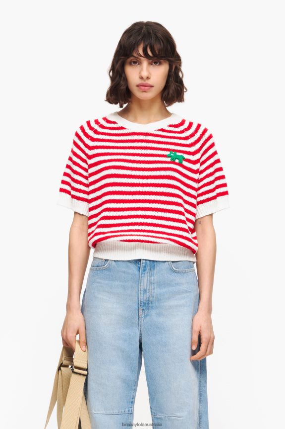 Clothing 4062VZ368 Red And White Bimba Y Lola Striped Sweater