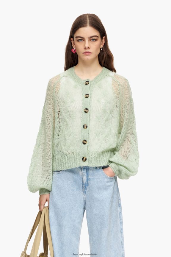 Clothing 4062VZ379 Mint Bimba Y Lola Open-Knit Mohair Cardigan