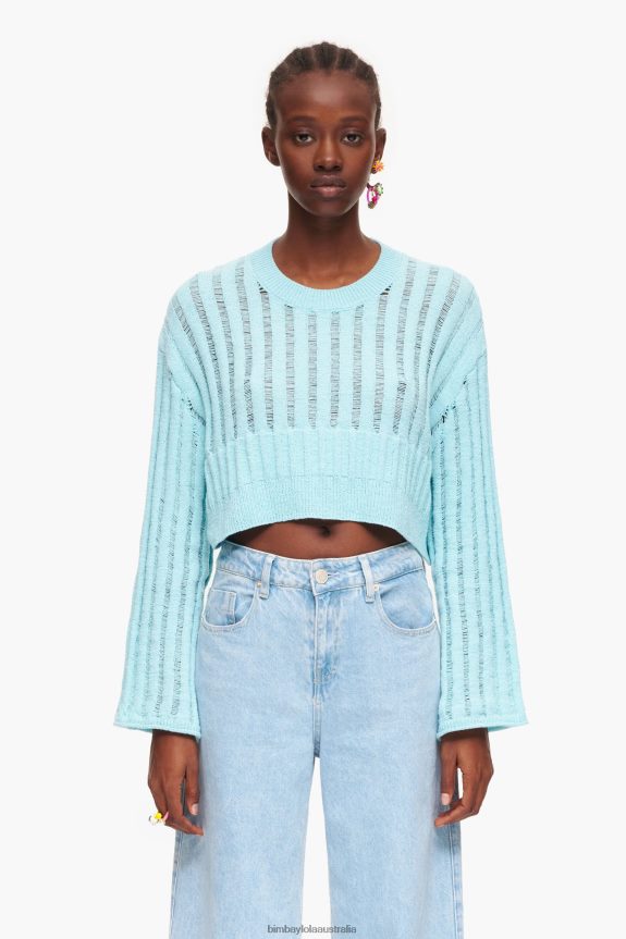 Clothing 4062VZ386 Blue Bimba Y Lola Ribbed Sweater