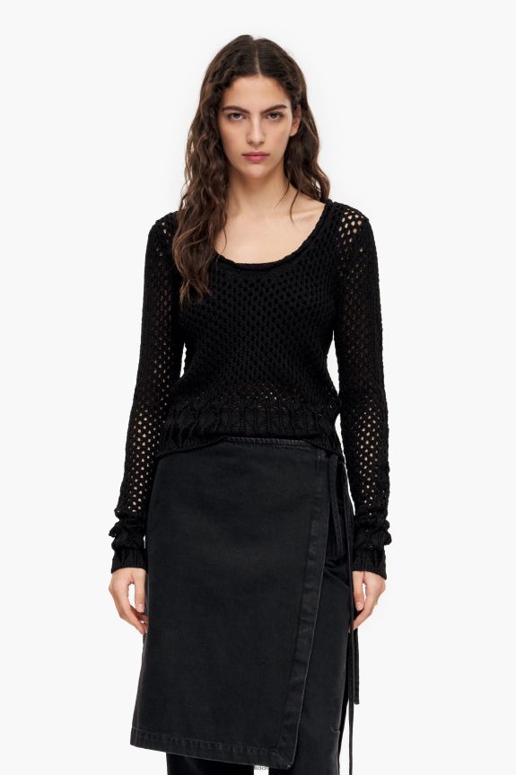 Clothing 4062VZ387 Black Bimba Y Lola Open-Knit Fitted Sweater