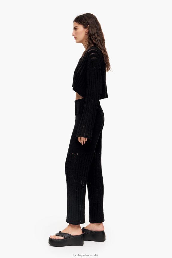 Clothing 4062VZ389 Black Bimba Y Lola Ribbed Straight Trousers