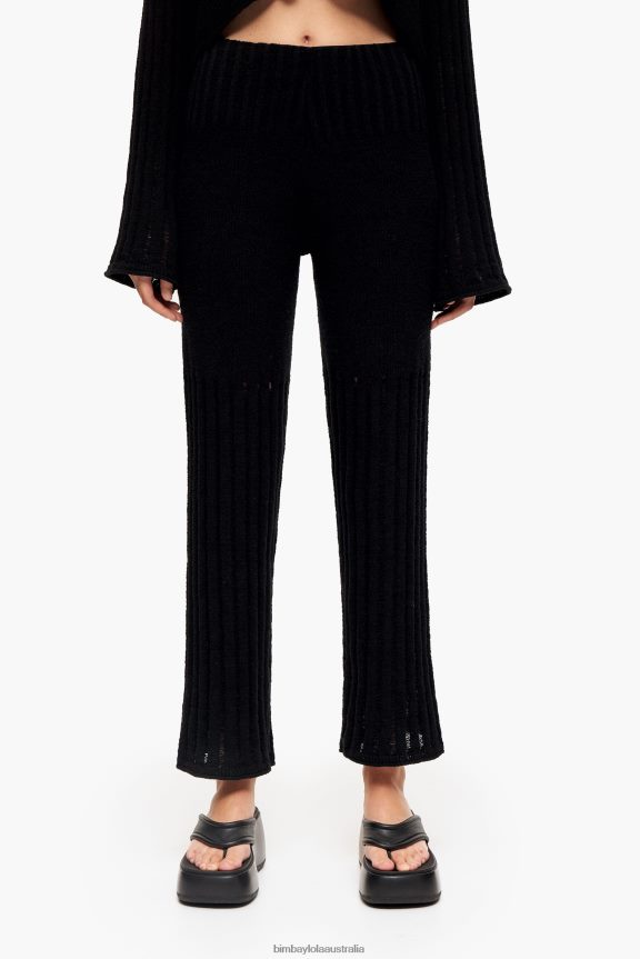 Clothing 4062VZ389 Black Bimba Y Lola Ribbed Straight Trousers