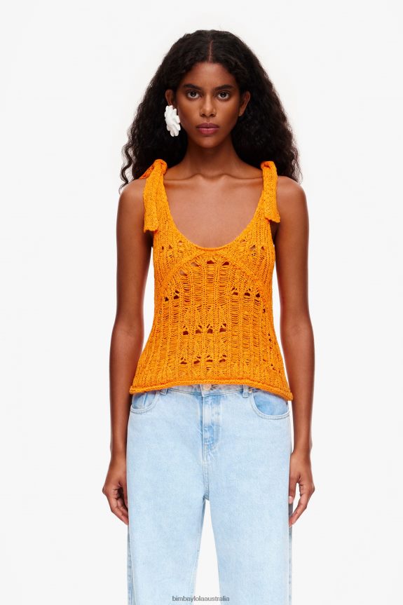 Clothing 4062VZ263 Orange Bimba Y Lola Crochet Top