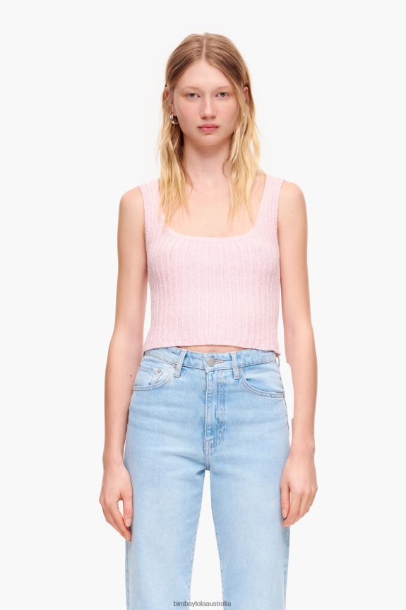 Clothing 4062VZ314 Pink Bimba Y Lola Ribbed Fitted Top